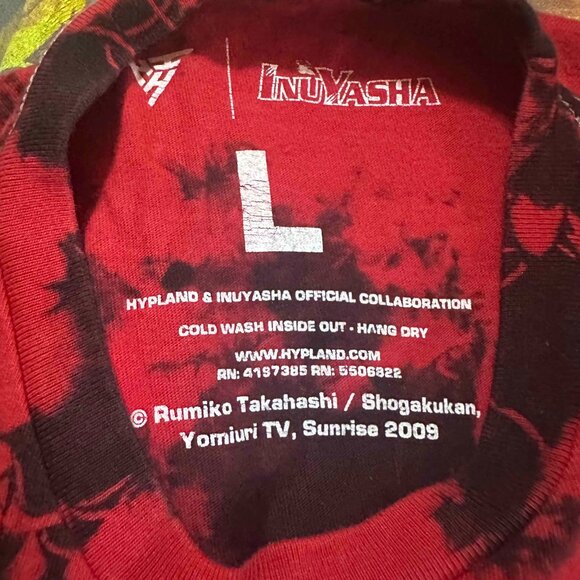 Hypland x Inuyasha 2009 Men's Red Tye Dye Shirt Size Large  Inuyasha Kagome Higu - Picture 6 of 6